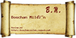 Boschan Milán névjegykártya
